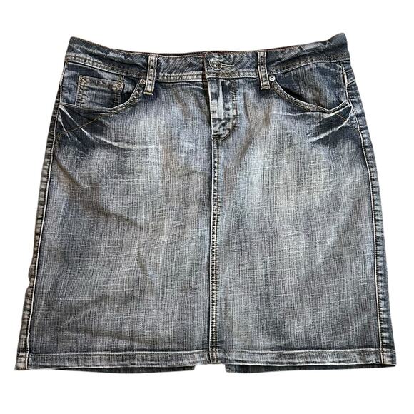 Y2K Mudd Denim Gray Blue Mini Skirt Juniors Size 11 Grunge Indie Emo Going Out - Picture 1 of 7
